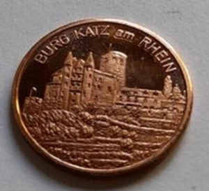 Rheinland-Pfalz St. Goarshausen Burg Katz am Rhein Kupfermedaille 18 mm - Bild 1 von 2