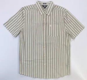Men's Volcom Classic Fit Short Sleeve Button Front Stripe Shirt - Picture 1 of 2