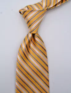 Mens  Stefano Ricci Yellow w White Striped Neck Silk Tie New With Tags 3.5”W - Picture 1 of 4