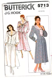 1986 Butterick Pattern 5713 Dress J. G. HOOK Sizes Romantic sizes (12-14-16) FF - Picture 1 of 2