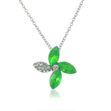 Crystal Zircon Pendant Necklace Jewelry Women's fashion Silver charm Lake green