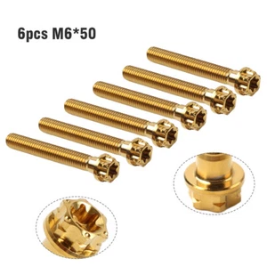 6 Stück Titan Schrauben M6 x 50 mm,Torxkopf Flansch kopf für Motorrad Gold - Picture 1 of 12