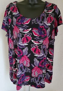 East 5th Womens Shirt Top Blouse Size XL X Large Purple Black Gray White Floral - Picture 1 of 24