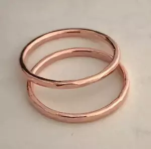 2 Pc Solid Pure Copper Minimalist Healing Ring, Handmade, Unisex, Stackable - Picture 1 of 2