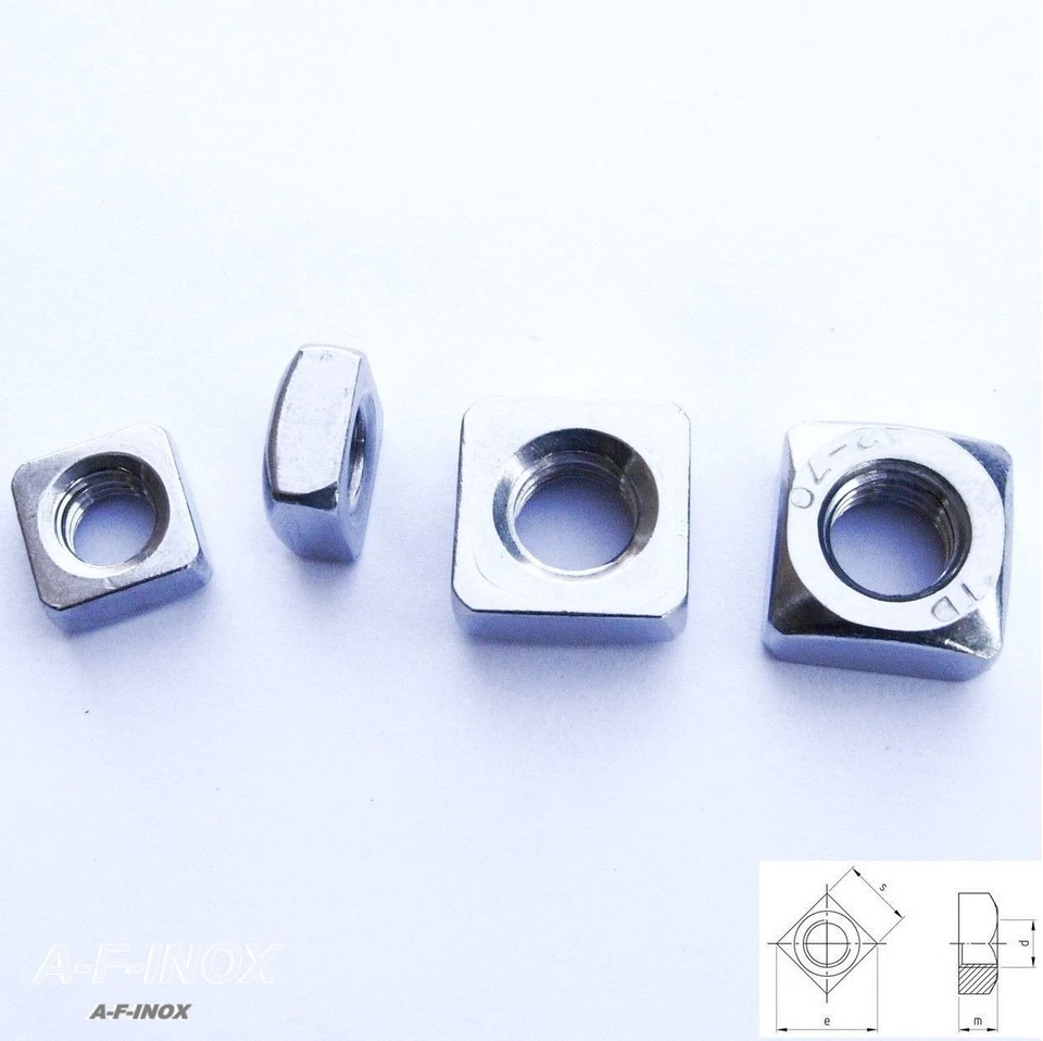  Vierkantmuttern DIN 557 Edelstahl VA Vierkant-Mutter  M5, M6, M8, M10, M12 A2 - Bild 1 von 1