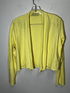 Cut Loose Cotton Linen Blend Jacket Small Yellow Knit Cardigan - Picture 1 of 4