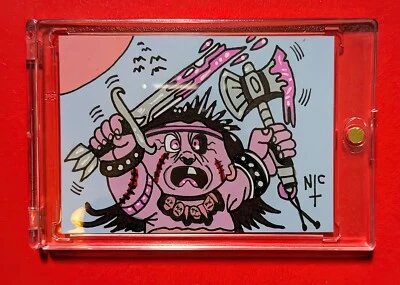 GARbage pail kids sketch card, hand drawn, inks on card, mad mike - Image 1 of 2