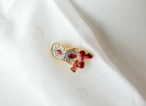Swarovski Cristallo Rosso Colombina Evento Maschera Rossa Spilla Placcata Oro Nuova - Foto 1 di 4