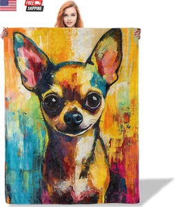 Chihuahua Throw Blanket 50X60, Dog Theme Blankets for Living Room Decor, Soft Fl - Picture 1 of 21