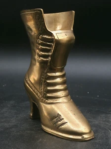 Vintage 1970's Brass Victorian-Style Boot Shoe Vase Planter 5" Tall Made India - Picture 1 of 10