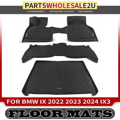 3x Front & Rear Side Black Floor Mats Trunk Cargo Liner for BMW iX iX xDrive40 - Image 1 of 4