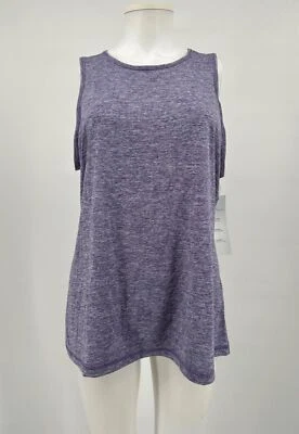 Ideology Top Keyhole Back Striped Tank Women Purple Sz L NEW NWT 500 - Image 1 of 2