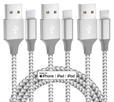 3Pack 10Ft 6Ft Fast Charger Cable For iPhone 14/13/12/11/8/7/6/5 Heavy Duty Cord - Image 1 of 4