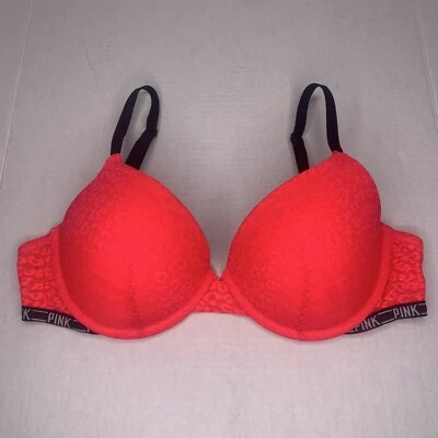 Sexy sujetador push up de encaje con estampado de leopardo rosa 34D de Victorias Secret usado en excelente estado Foto 1 de 4