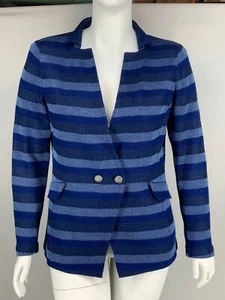 St. John - blau gestreifte Strickjacke mit Knopfleiste, Gr. 16. USA - Bild 1 von 11