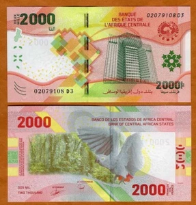 Billete de banco de los Estados centroafricanos 2000 francos, 2023, P-W702, polímero híbrido UNC - Imagen 1 de 1