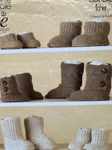 King Cole 3275 Hug Slippers 1 to 2 yrs to Adults DK Knitting Pattern - Picture 1 of 10