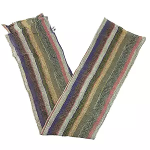 Bufanda cuello a rayas boho tejido abierto vintage Jeffrey Lawrence Bentley 7" x 76" - Imagen 1 de 7