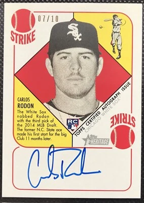 2015 Topps Heritage '51 Auto 7/10 Carlos Rodon #H51A-CR Rookie Auto RC - Image 1 of 2