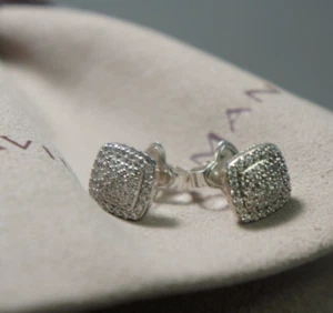 David Yurman 925 Silber 585 Petite ALBION Pave Diamant Ohrstecker Etui + - Bild 1 von 4