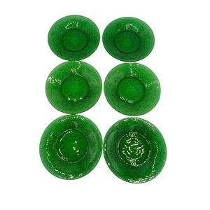 Vintage Anchor Hocking Sandwich Glas 6er Set Grün Pudding Butter Pat Teller - Bild 1 von 8