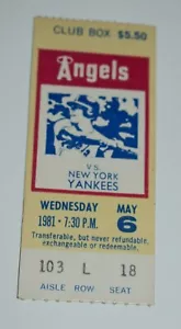 California Angels vs New York Yankees TICKET STUB May 6 , 1981 - Picture 1 of 2