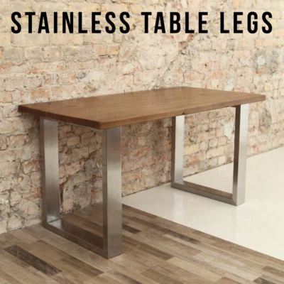 2 x STAINLESS STEEL Table Legs - Designer / Industrial / Dining / Live Edge - Image 1 of 4