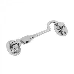 Chrome Polished Solid Brass Swivel Pivot Style Cabin Eyelet Latches 4" L Screws - Picture 1 of 8