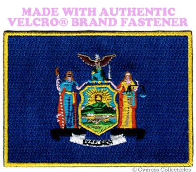 VELCRO INC. NEW YORK STATE FLAG PATCH EMBROIDERED SYMBOL APPLIQUE w/ VELCRO® Brand Fastener