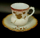 Hand Painted Gold Flower Porcelain Cup & Saucer Japan s-1G