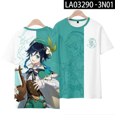 Figura de dibujos animados manga corta anime Genshin Impact Barbatos cosplay camiseta otaku Foto 1 de 3