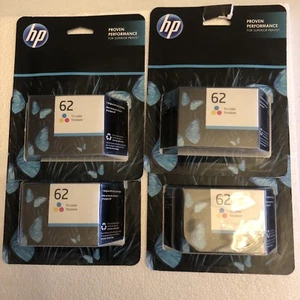 4 HP 62 Tri-Color Original Tintenpatronen Neu 2023 für hervorragende Drucke - Bild 1 von 3