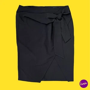 RIVER ISLAND Ladies' Asymmetric Pencil Cut Skirt, Tie Wrap to Side, Black, UK 20 - Picture 1 of 6