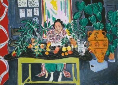 Interior con un jarrón etrusco, Henri Matisse, póster impreso arte de pared 11" x 14" Foto 1 de 2