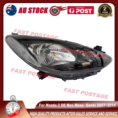 Right RH Front Head Light Black For Mazda 2 DE Neo Maxx Genki Sport 2007-2014 AU - image 1 of 3