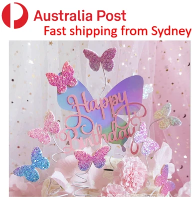 Butterfly Cake Topper Cake Decoration Cake Topper Stick Pack Love Heart AU Stock - image 1 of 4
