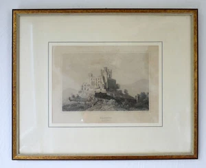 Grabado de acero Maxburg cerca de Hambach Rin-Palatinado 19. Jhd. ANTIGUO marco de madera - Imagen 1 de 5
