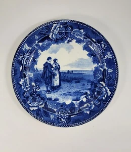 Wedgwood The Return of the Mayflower 9 1/4" blue historical plate ca 1900 - Picture 1 of 11