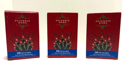 Mini Luces de Navidad Rojas Diciembre Hogar 100 x 3 Cajas Alambre Verde Interior/Exterior Foto 1 de 4