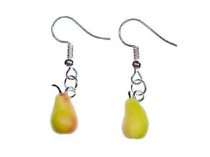 3D Birnen Ohrringe Miniblings Hänger Obst Birne Essen Kawaii Kinderschmuck - Picture 1 of 4