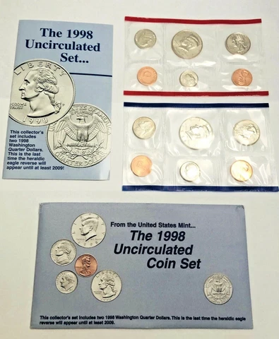 1998 US Mint Uncirculated Coin Set Lot of 6 New Unopened Sets Cover