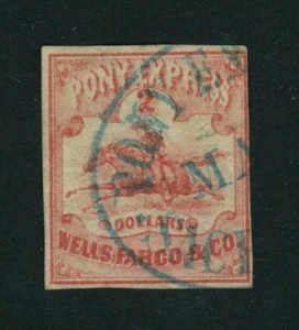 USA Scott # 143L1 VF Used "Pony Express" Cancel May BOB Local US Stamp Cat $1100 - Picture 1 of 2