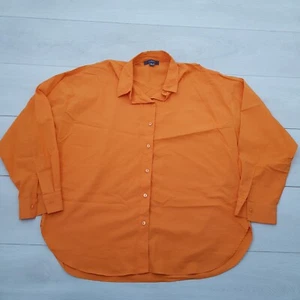 PRIMARK Long Buttoned Shirt Top Size 16 Orange Collar Long Sleeve Cotton Blend - Picture 1 of 8