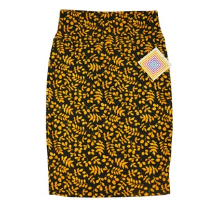 LuLaRoe Women's Cassie Fitted Stretch Pencil Skirt Grey & Mustard Floral XS - Picture 1 of 4