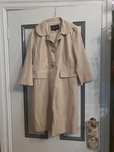 Nine West Womens Poly Cotton Trench Coat Sz M Beige  Vintage Y2K Outdoor Rain EC - Picture 1 of 13