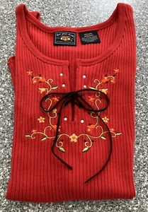 CAMISETA SIN MANGAS MUJER ROJA CON FLORES BORDADAS/CORDONES POR RUTA 66-M/NUEVA - Imagen 1 de 19