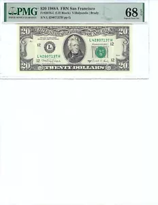 1988 $20 FRN FR2076-L PMG 68 EPQ, San Francisco S/N L42807137H!!! - Picture 1 of 2