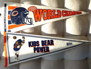 Chicago Bears 1985 Super Bowl Champions 2 banderines tamaño completo oficiales NFL - Imagen 1 de 11
