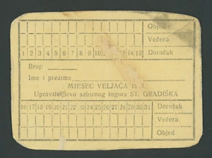 KROATIEN, ZWEITER WELTKRIEG, NDH, USTASA KZ Stara Gradiska Essenskarte 1944 - Bild 1 von 2