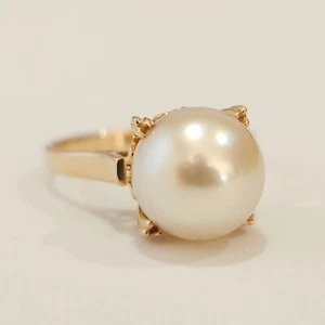 1310 tasaki 7.5mm cultured akoya pearl ring 18k yellow gold us5.5 from japan - Picture 1 of 7